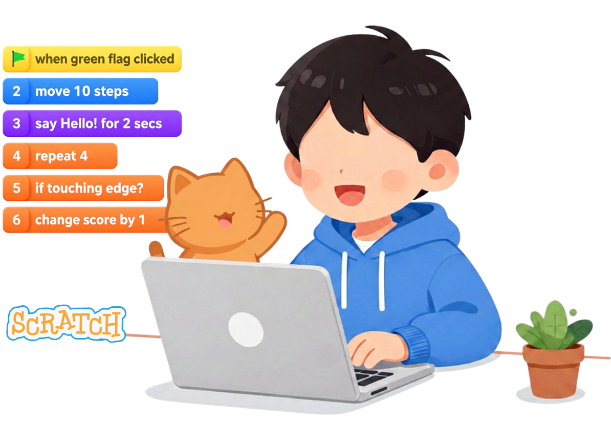 Anak-anak bermain Scratch